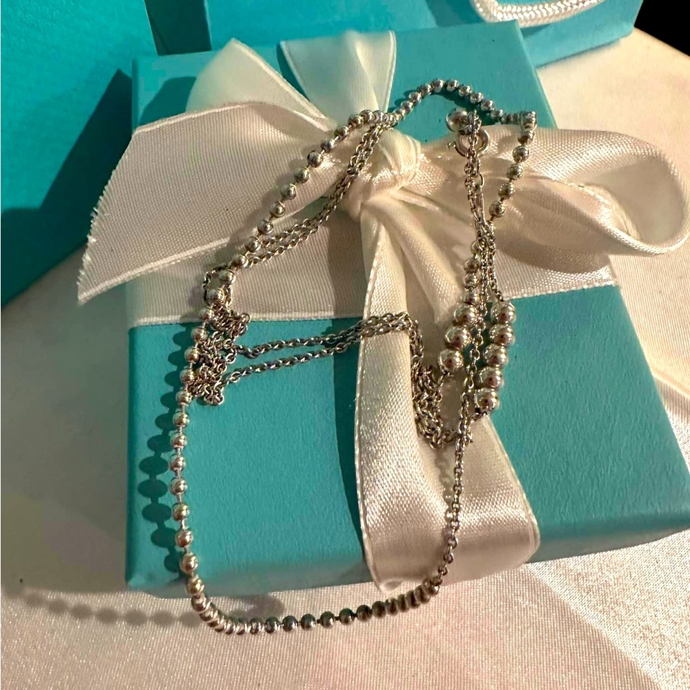 Tiffany & Co 30” long mixed bead chain